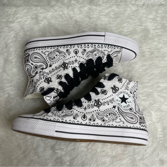New men’s CONVERSE White & Black Bandana Print  Baca CTAS Pro Hi Top Size Men9 - Picture 4 of 14